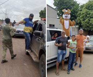 Com apoio das polícias Civil e Militar, voluntários fazem a alegria da garotada neste domingo de Páscoa