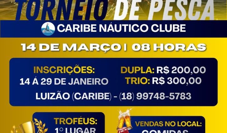 PESCA ESPORTIVA: CARIBE ANUNCIA 1º TORNEIO REGIONAL
