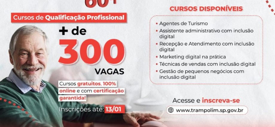 Inscrições para o PROGRAMA TRAMPOLIM 60+ encerram na próxima terça. Veja como se inscrever