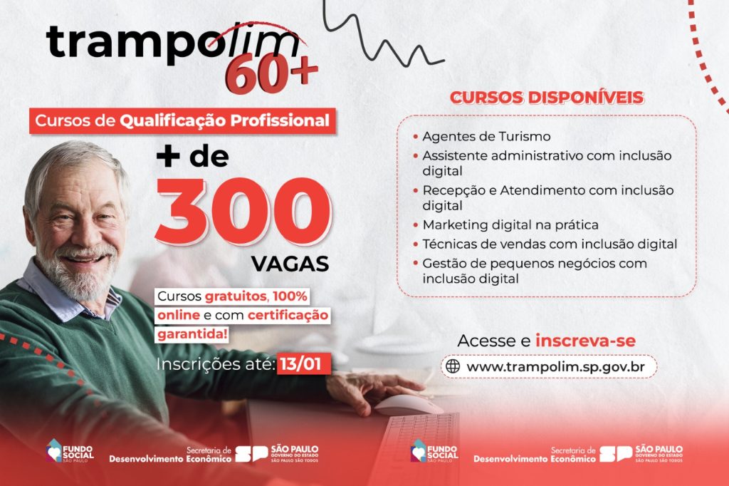 Inscrições para o PROGRAMA TRAMPOLIM 60+ encerram na próxima terça. Veja como se inscrever