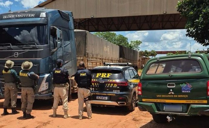 CARGA DE MADEIRA IRREGULAR APREENDIDA NA BR-163